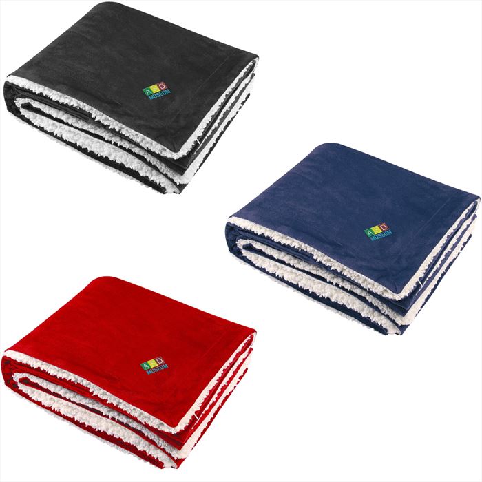 HH7031 Sherpa Blanket With Embroidered Custom Imprint
